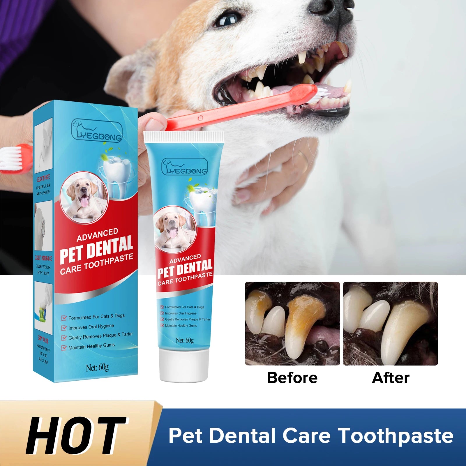Pet Toothpaste for Dogs & Cats – Fresh Breath & Tartar Control Formula